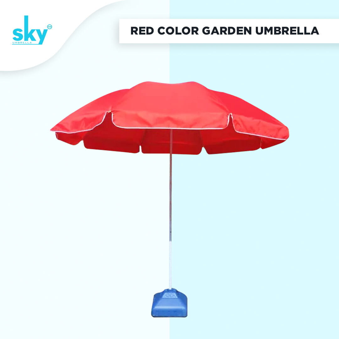 RED COLOR FABRIC GARDEN SKY UMBRELLA INDIA