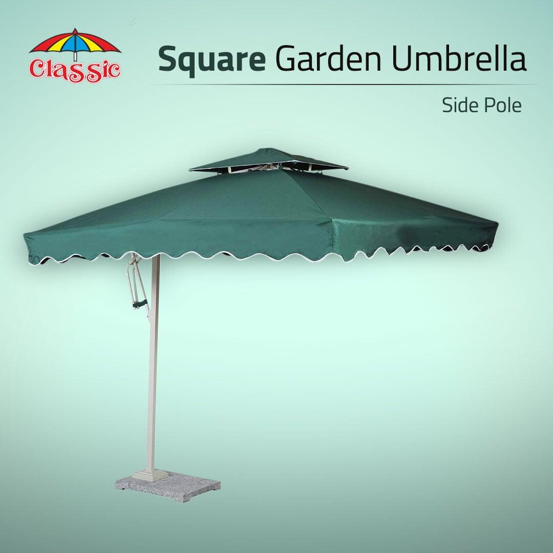 Side Pole Square Shaped Outdoor Patio Umbrella by Classic Umbrella