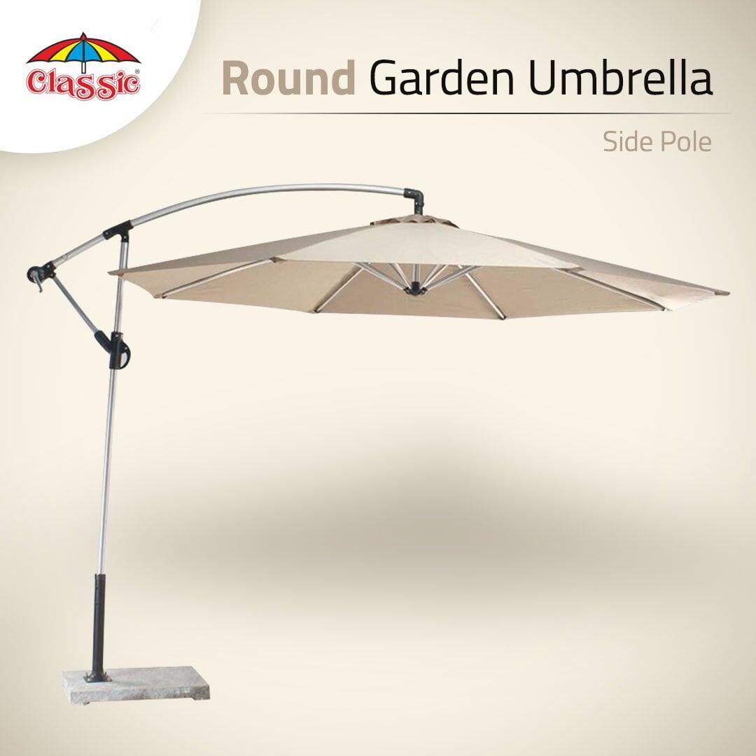 Side Pole Round Shaped Outdoor Patio Umbrella by Classic Umbrella