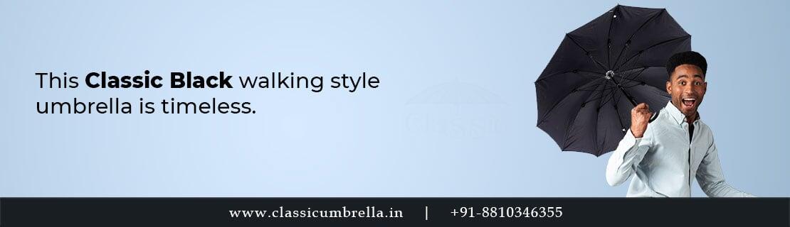 classic Umbrella black walking style umbrella for Rajasthan