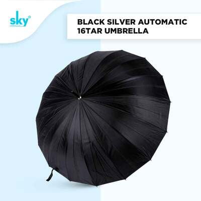 Black Silver 16tar Automatic Umbrella
