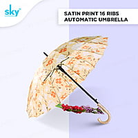 Satin Print 16tar Automatic Sky Umbrella | (Pack of 6pcs) | 22inch - INR 150/piece