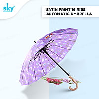 Satin Print 16tar Automatic Sky Umbrella | (Pack of 6pcs) | 22inch - INR 150/piece