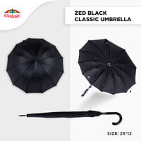 25*12 Zed Black Classic Umbrella (6pcs Pack)
