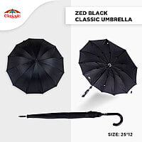 25*12 Zed Black Classic Umbrella (6pcs Pack)