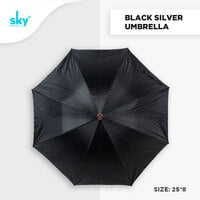 25*8 Black Silver Umbrella (6pcs Pack)