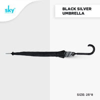 25*8 Black Silver Umbrella (6pcs Pack)