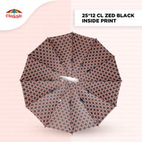 25inch 12tar Zed Black Inside Print Classic Umbrella