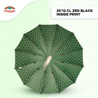 25inch 12tar Zed Black Inside Print Classic Umbrella