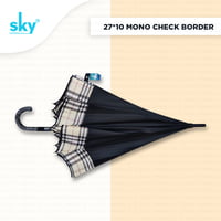27*10 Mono Color Check Border Sky Umbrella | (Pack of 6pcs) |  INR 280/piece