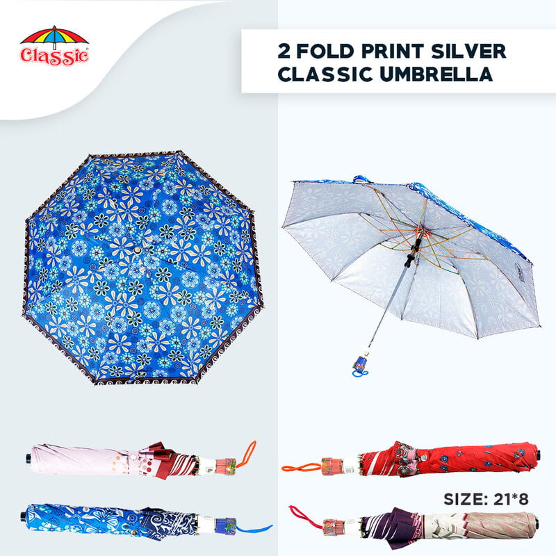 2fold Print Silver Classic Umbrella 2fold Print Silver Classic Umbrella