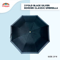2fold Black Silver Border Classic Umbrella