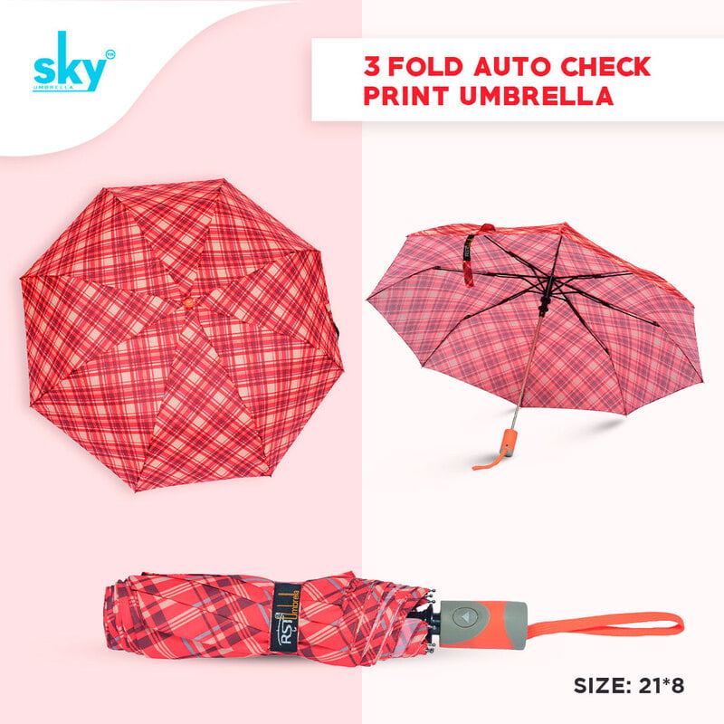 3Fold Auto Check Print Umbrella 3Fold Auto Check Print Umbrella