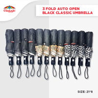 3Fold Auto Open Black Silver Classic Umbrella 3Fold Auto Open Black Silver Classic Umbrella
