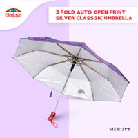 3Fold Auto Open Print Silver Classic Umbrella 3Fold Auto Open Print Silver Classic Umbrella