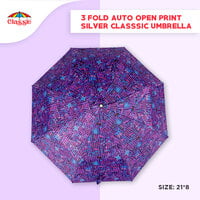 3Fold Auto Open Print Silver Classic Umbrella 3Fold Auto Open Print Silver Classic Umbrella