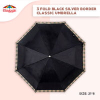 3fold Black Silver Border Classic Umbrella 3fold Black Silver Border Classic Umbrella