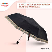 3fold Black Silver Border Classic Umbrella 3fold Black Silver Border Classic Umbrella