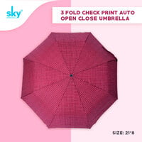 3Fold Check Print Auto Open Close Umbrella 3Fold Check Print Auto Open Close Umbrella