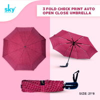 3Fold Check Print Auto Open Close Umbrella 3Fold Check Print Auto Open Close Umbrella