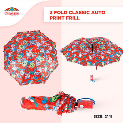 3Fold Auto Frill Classic Umbrella
