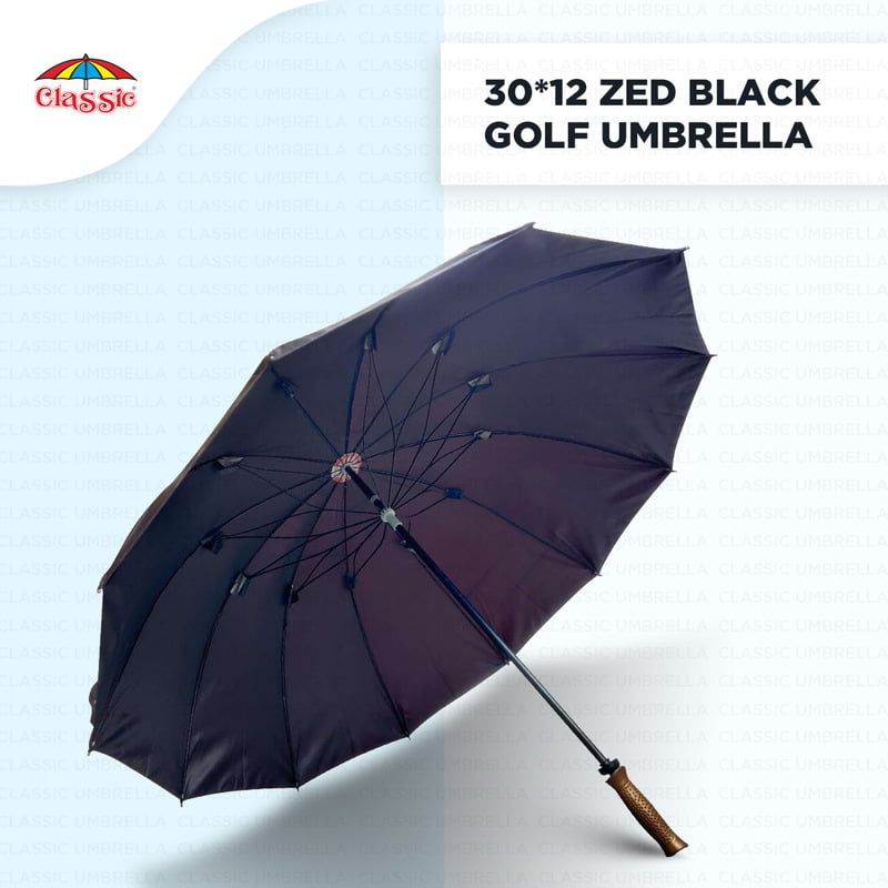 30inch Zed Black Golf Umbrella (Pack of 6pcs) | 8Tar- INR 190/piece | 12Tar - INR 255/piece