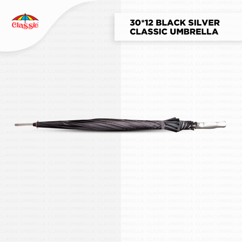30inch Black Silver Classic Golf Umbrella 30inch Black Silver Classic Golf Umbrella