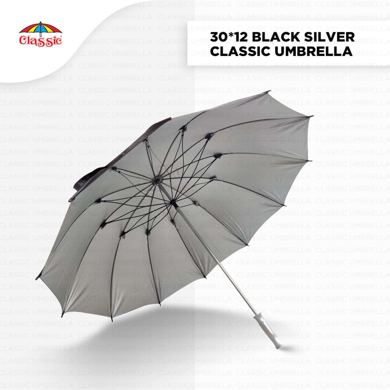 30inch Black Silver Classic Golf Umbrella