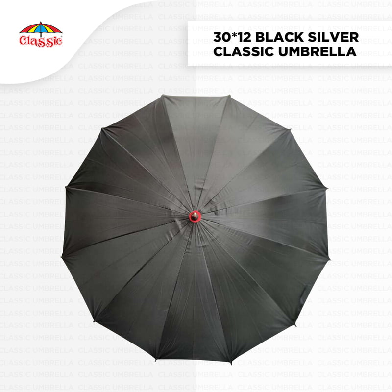 30inch Black Silver Classic Golf Umbrella 30inch Black Silver Classic Golf Umbrella