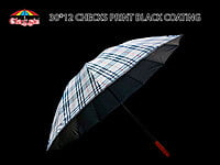 30inch Checks Print Black Coating Golf Umbrella | (Pack of 6pcs) | INR 280/piece