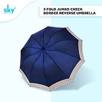 3Fold Inverted Jumbo Check Border Umbrella | (Pack of 12pcs) | INR 250/piece