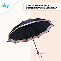 3Fold Inverted Jumbo Check Border Umbrella | (Pack of 12pcs) | INR 250/piece
