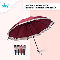 3Fold Inverted Jumbo Check Border Umbrella | (Pack of 12pcs) | INR 250/piece