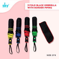 3fold Automatic Black Border Piping Umbrella