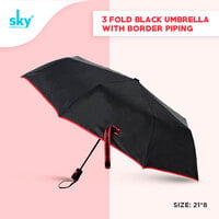 3fold Automatic Black Border Piping Umbrella