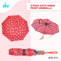 3fold Automatic Check Print Umbrella