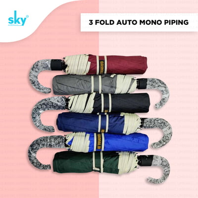 3fold Auto Mono Piping Umbrella