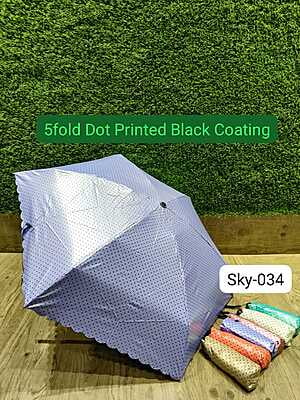 Satin Dot Printed Sky 5fold Umbrella | (Pack of 12pcs) | INR 280/piece