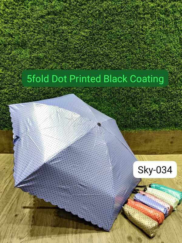 Satin Dot Printed Sky 5fold Umbrella | (Pack of 12pcs) | INR 280/piece