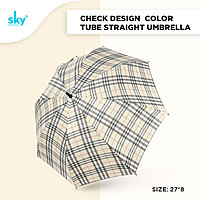 Check design Color Tube Straight Umbrella (6pcs Pack)