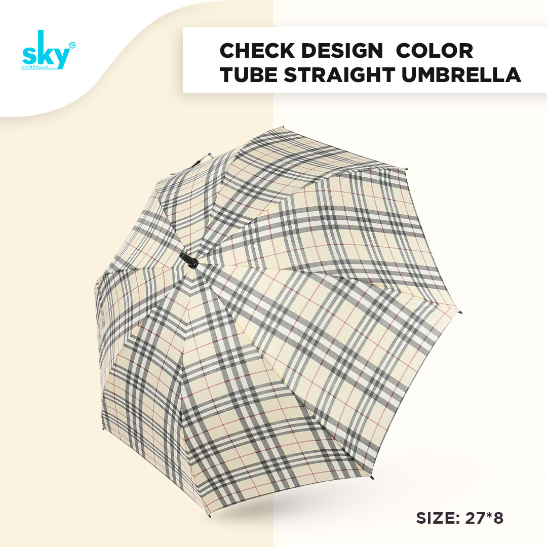 Check design Color Tube Straight Umbrella (6pcs Pack)