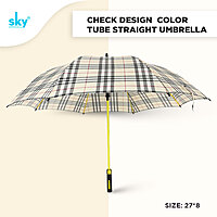 Check design Color Tube Straight Umbrella (6pcs Pack)