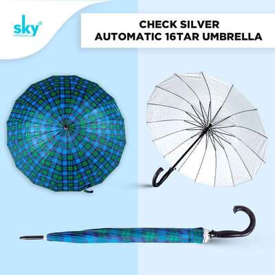 Check Silver 16tar Automatic Umbrella
