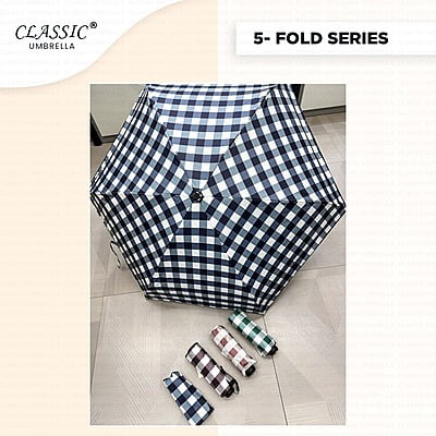 Checks Print 5Fold Umbrella | (Pack of 12pcs) | INR 350/piece